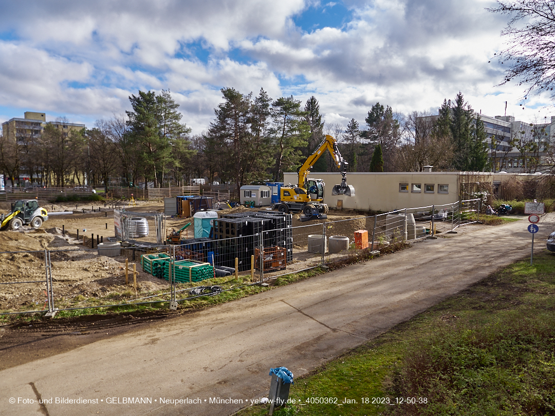 18.01.2023 - Baustelle an der Quiddestraße Haus für Kinder in Neuperlach